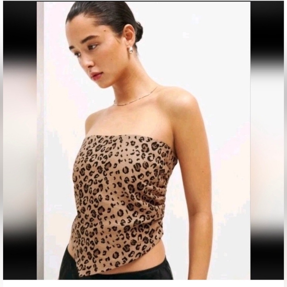 Reformation Leopard Print strapless top